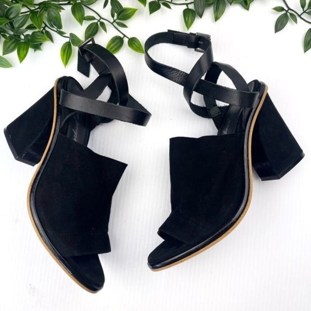 Free People See Ya There heeled swede sandal Wrap block Heel 8